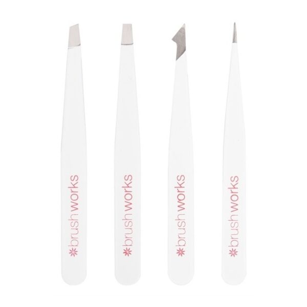 BrushWorks - HD 4 Piece Combination Tweezer Set - White - brushworks
