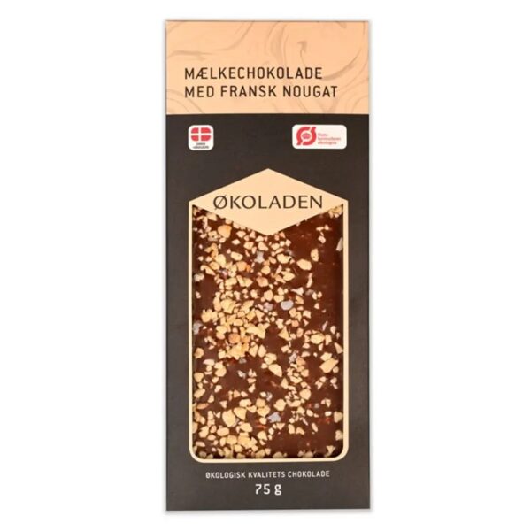 ØKOLADEN - Økologisk Mælkechokolade - Fransk Nougat -
