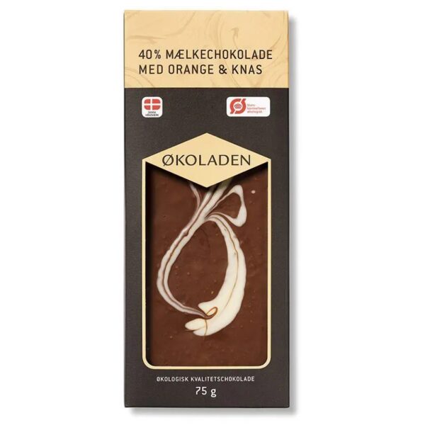 ØKOLADEN - Økologisk Mælkechokolade - Orange & Knas -