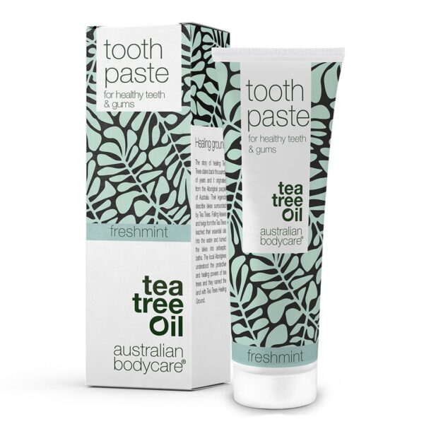 Tea Tree Oil Tandpasta med fluor â Til god mundhygiejne og pleje ved paradentose og mundsvamp - Fresh Mint - Australian Bodycare