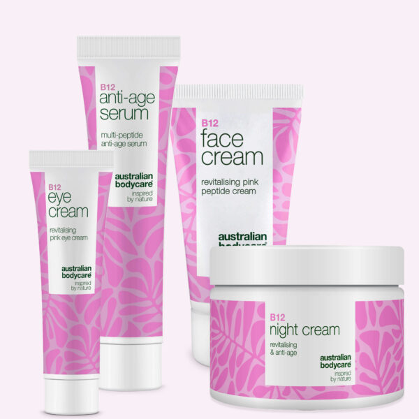 Hudplejesæt med B12  -  Reducér rynker og få ungdommelig glød â 4 produkter med B12 til anti-age effekt. Få fastere hud og ungdommelig glød. - Australian Bodycare