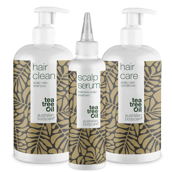 XL Hovedbundspakke â 3 produkter mod tør og kløende hovedbund, skæl og fedtet hår - Australian Bodycare