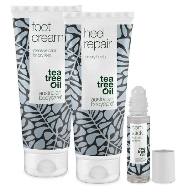 3 pak til pleje af ligtorne og hård hud â Fodcreme, hælcreme og ligtorneolie til tørre fødder - Australian Bodycare