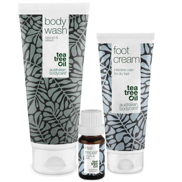 Fodplejepakke â 3 produkter til daglig pleje af tørre fødder og gule negle - Australian Bodycare
