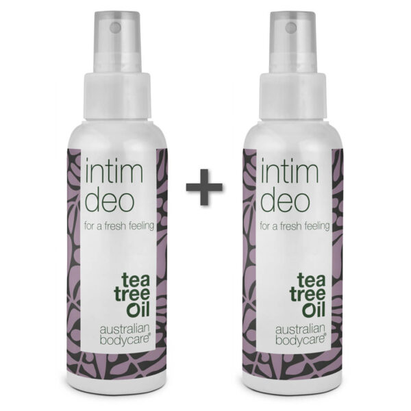 2 stk. Intim Deo mod uønsket lugt â Intim deodorant mod lugt fra underliv og irritation i intimområdet - Tea Tree Oil - Australian Bodycare