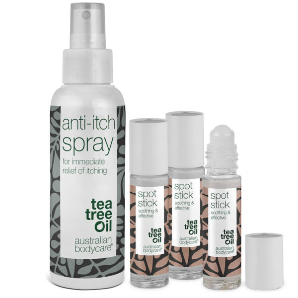 4-pak til pleje ved myggestik og insektbid â 4 beroligende produkter til at lindre irritation fra insektstik - Australian Bodycare