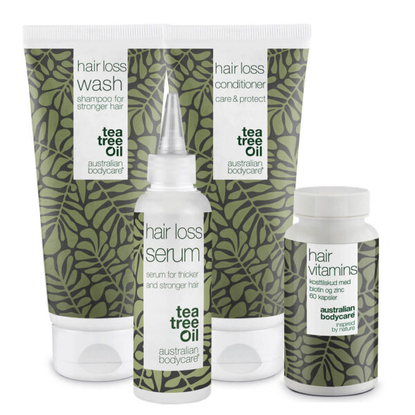 Pakke til hårtab og tyndt hår â Hårtabsprodukter med Biotin, Tea Tree Oil og Capilia Longa - Australian Bodycare
