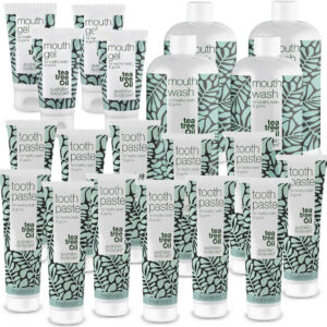 XXL Mundpakken til tunge, tænder og tandkød â 20 mundprodukter til pleje ved svamp, paradentose og dårlig ånde - Australian Bodycare