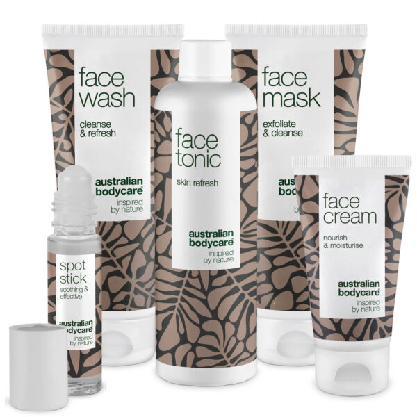 Stor ansigtspakke til uren hud â 5 renseprodukter til fedtet hud med bumser og hudorme - Australian Bodycare