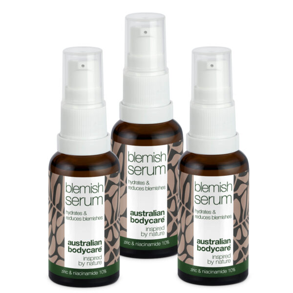3 stk. Niacinamid Serum til bumser og uren hud â Med Niacinamid 10%, Zink 1% og Tea Tree Oil til uren & fedtet hud - Australian Bodycare
