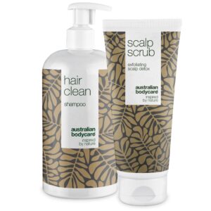 2 produkter til fedtet hår â Tea Tree Shampoo og scrub til fedtet hovedbund og hår - Australian Bodycare