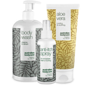 Aftersun pakken til rød og solskoldet hud â 3 produkter til pleje af solskoldning, sviende hud og ved soleksem - Australian Bodycare