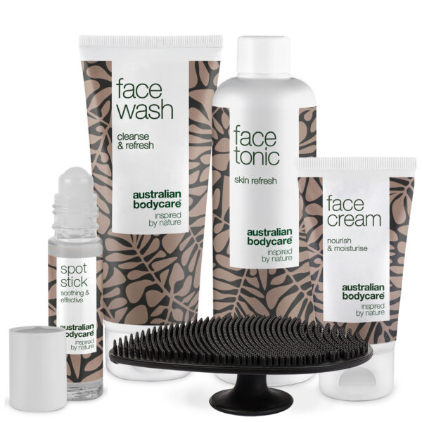 Ansigtspakke med face scrubber â 5-pak til daglig rens af uren hud med bumser - Australian Bodycare