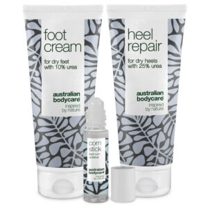 3 pak til pleje af ligtorne og hård hud â Fodcreme, hælcreme og ligtorneolie til tørre fødder - Australian Bodycare