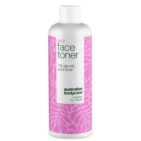 Ansigtstoner med B12 og 7% Glycolic Acid for jævn hudtone â Eksfolierende toner med B12 og 7% Glycolic Acid  -  fjerner døde hudceller, giver ny glød og fremmer en jævn hudtone. - 3 stk. - Australian Bodycare