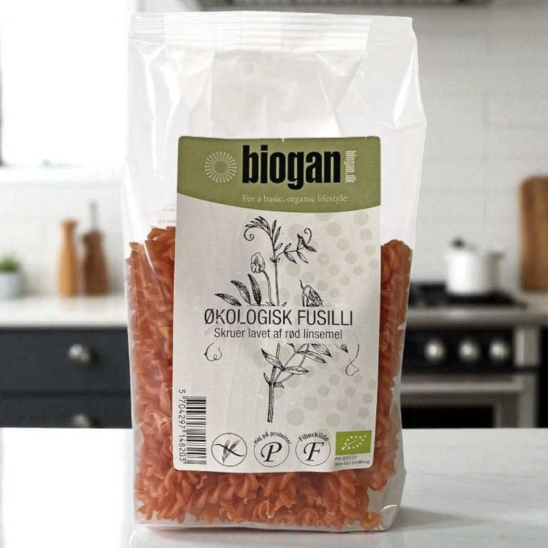 biogan - Økologisk fusilli - skruer af rød linsemel - biogan
