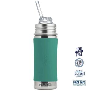 Pura® - Kiki Straw Baby Sutteflaske 6+ mdr. Mint 325ml - Fast flow - pura®