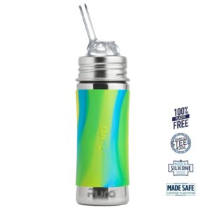 Pura® - Kiki Straw Baby Sutteflaske 6+ mdr. Mint | Moss | Aqua 325ml - Fast flow - pura®