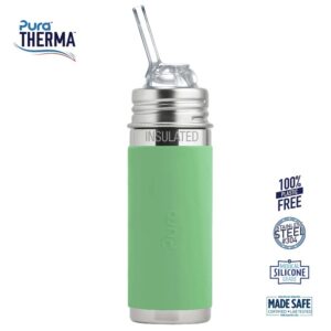 Pura® - Therma Kiki Straw Baby Sutteflaske 6+ mdr. Moss 260ml - Fast flow - pura®