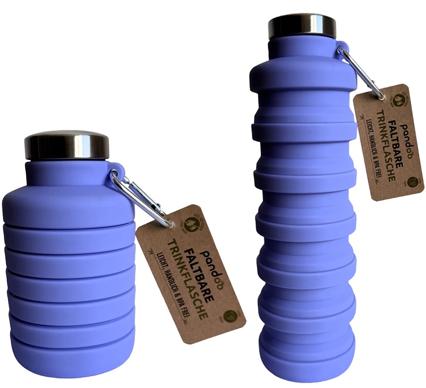 Pandoo - foldebar silikone drikkeflaske - lilla - Pandoo