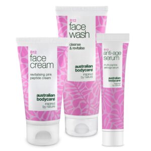 Ansigtspakke mod slap hud og tab af fylde efter vægttab â Hudplejesæt til hudforandringer efter vægttab. Opstrammer, fugter og genskaber hudens naturlige elasticitet. - Advanced - Australian Bodycare