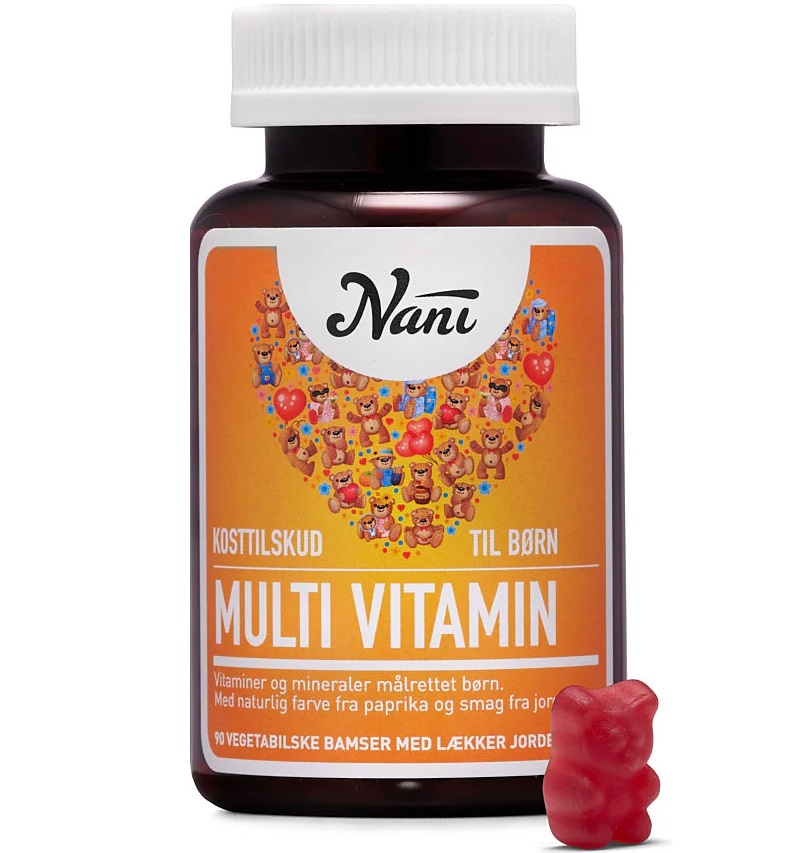 Nani - Multi Vitamin Børn - 90 vegatabilsk bamser - jordbærsmag - Nani
