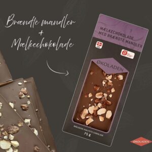 ØKOLADEN - Økologisk Mælkechokolade - Brændte Mandler -