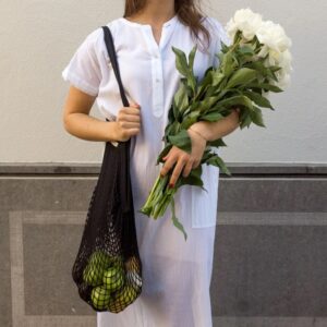 RESTPARTI - BOWEEVIL indkøbsnet med lange hanke i sort -