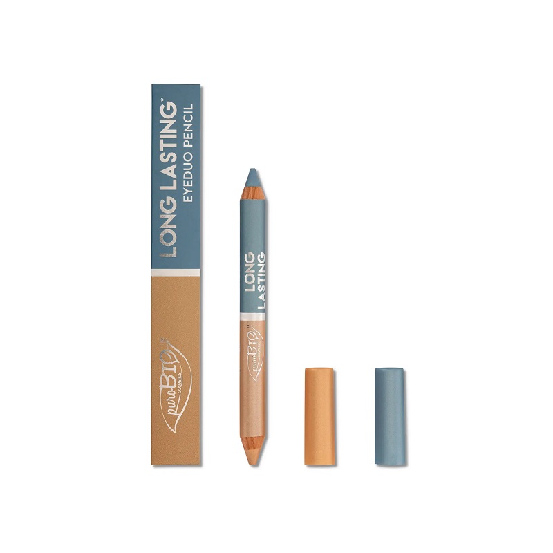 puroBIO Cosmetics - Long Lasting eyeduo pencil satin champagne & satin sky blue 101 - puroBIO Cosmetics