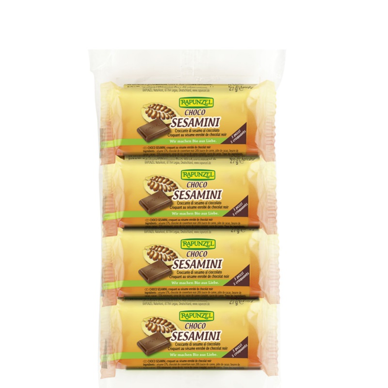 RAPUNZEL - Økologiske Sesam-mini-bar med chokolade - 4-pak - RAPUNZEL