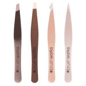 BrushWorks - HD 4 Piece Combination Tweezer Set Gold - brushworks