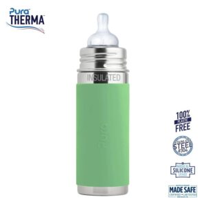 Pura® - Therma Kiki Baby Sutteflaske 3+ mdr. moss 260ml - Medium flow - pura®