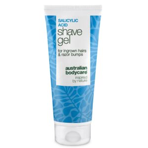 Salicylsyre Barbergel mod indgroede hår og barberknopper â Shave Gel mod indgroede hår & røde knopper. Sikrer glat barbering med salicylsyre, glycerin og panthenol for en irritationsfri barbering. - Australian Bodycare