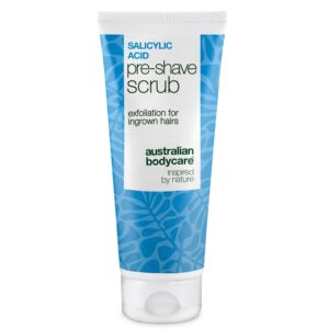 Salicylsyre Pre-shave Scrub mod indgroede hår & røde knopper â Undgå barberingsknopper og indgroede hår med effektive eksfoliering før barbering. Med salicylsyre (BHA), Glykolsyre (AHA) og glycerin. - Australian Bodycare