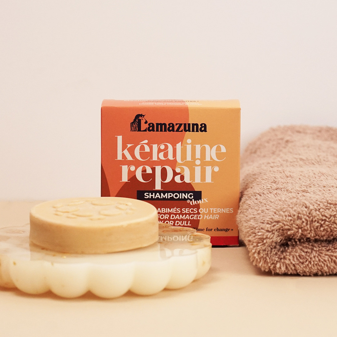 Lamazuna - Økologisk shampoobar til tørt & mat hår - Keratin repair - Lamazuna