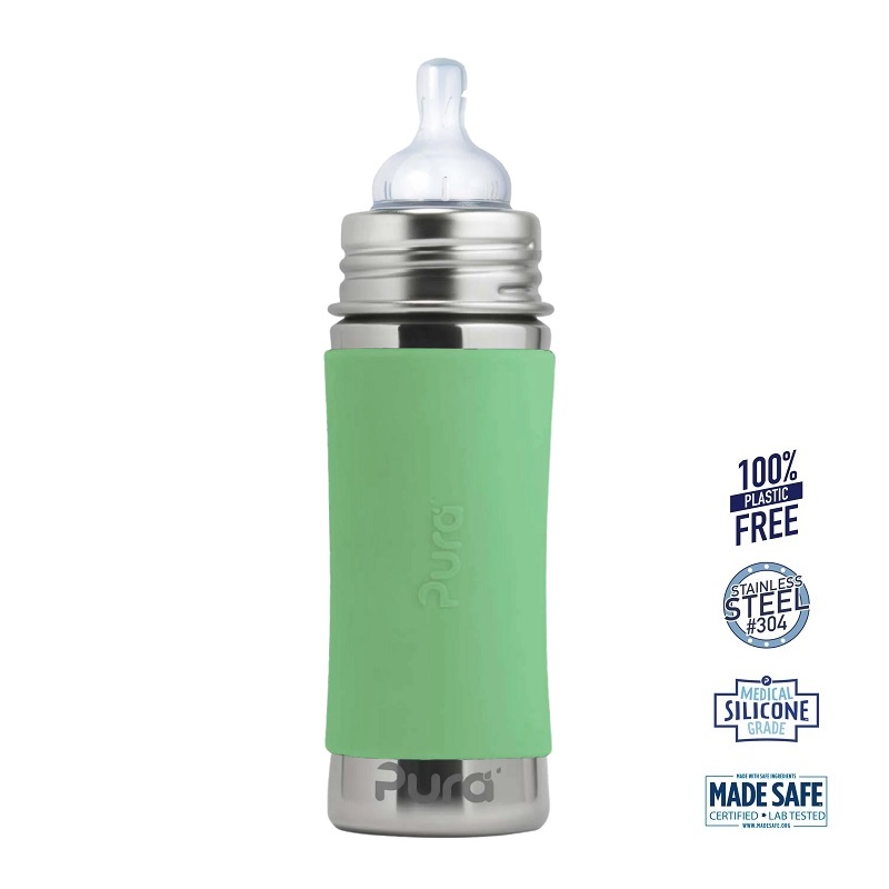 Pura® - Kiki Baby Sutteflaske 3+ mdr. Moss 325ml - Medium flow - pura®