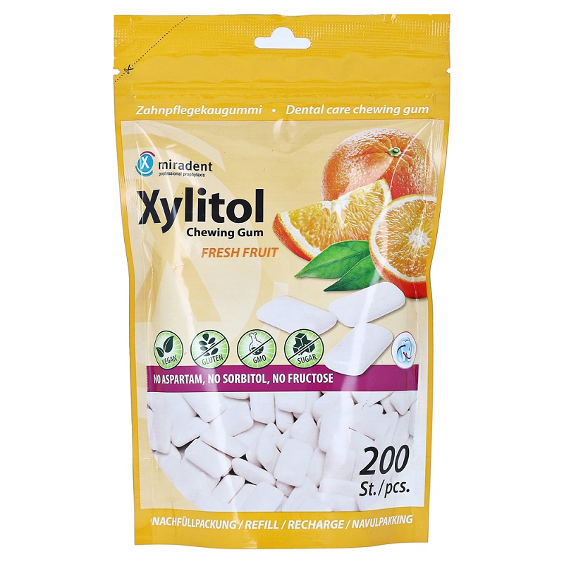 miradent - Xylitol Chewing gum 200 stk. - Fresh Fruit - miradent