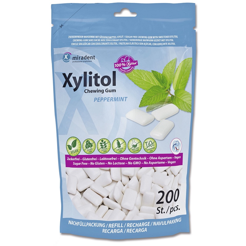 miradent - Xylitol Chewing gum 200 stk. - Peppermint - miradent